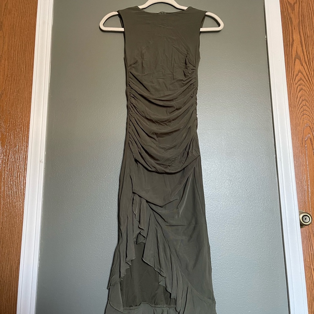 Chic Asymmetrical Olive Dress